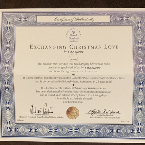 Auth Limited Edition Franklin Mint “Exchanging Christmas Love” Decorative Plate - Picture 4 of 5